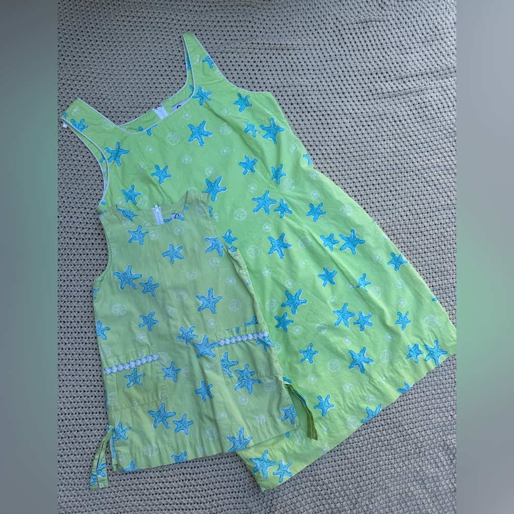 Vintage Mom 12 & Me 4T Matching starfish green dresses